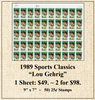 1989 Sports Classics “Lou Gehrig” Stamp Sheet