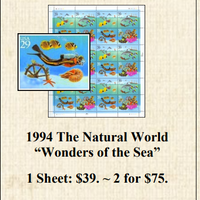 1994 The Natural World “Wonders of the Sea” Stamp Sheet