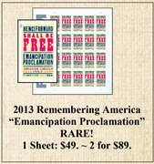 2013 Remembering America “Emancipation Proclamation” Stamp Sheet
