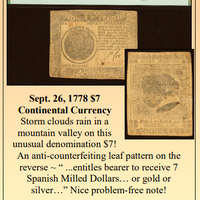 Sept. 26, 1778 $7 Continental Currency ~ PMG Very Fine 25 ~ #CL-026