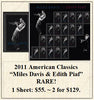 2011 American Classics “Miles Davis & Edith Piaf” RARE! Stamp Sheet