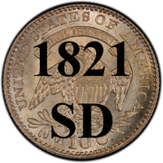 1821 "Small Date" Capped Bust Dime , "Wide Border Open Collar" Type ,