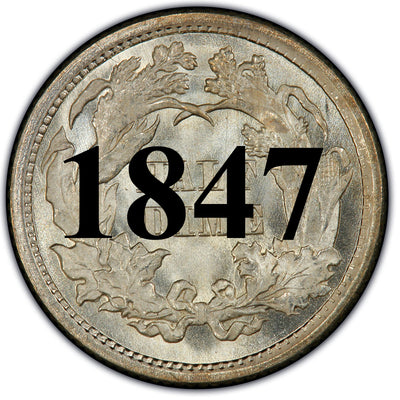 1847 Seated Half Dime , Type 2 