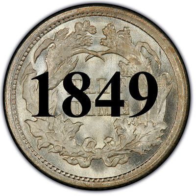 1849 Seated Half Dime , Type 2 