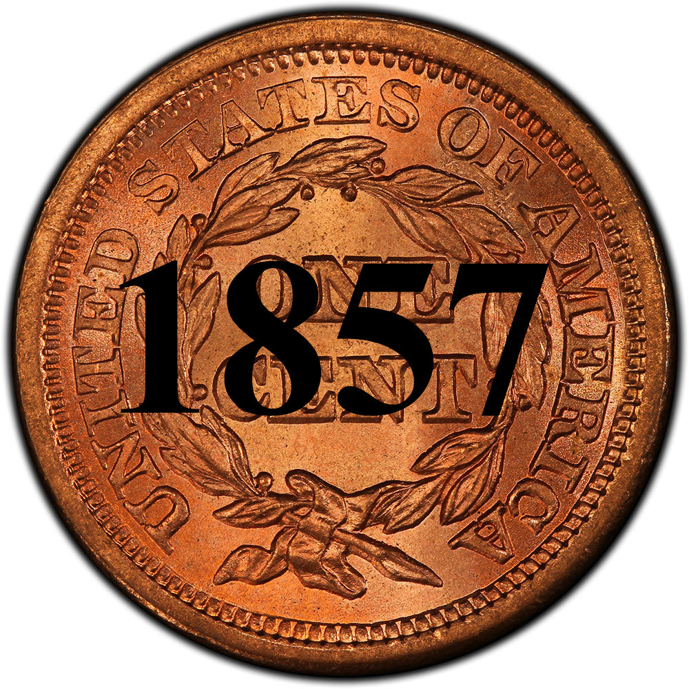 1857 1C Large Date, BN (Regular Strike) Braided Hair Cent - PCGS