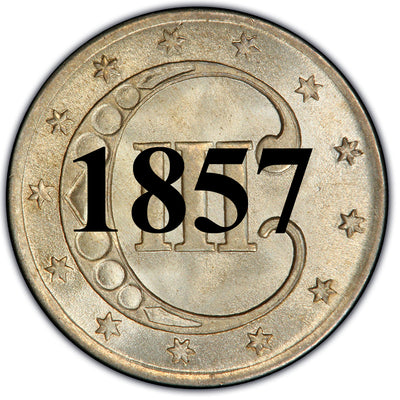 1857 Three Cent Silver Piece , Type 2 