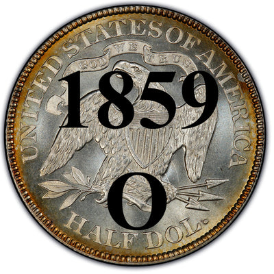 1859-O Seated Liberty Half Dollar , Type 1 