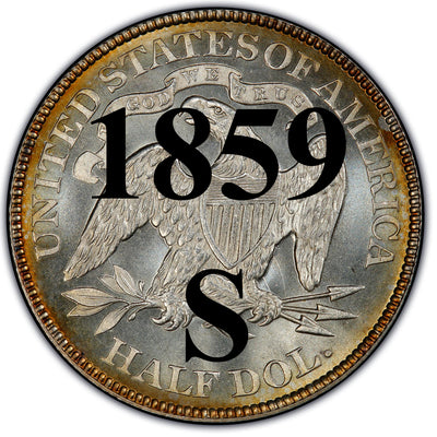 1859-S Seated Liberty Half Dollar , Type 1 