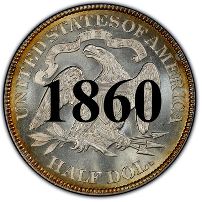 1860 Seated Liberty Half Dollar , Type 1 