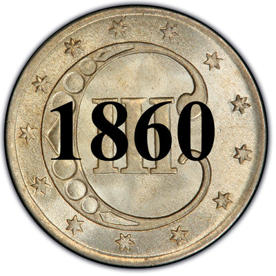 1860 Three Cent Silver Piece , Type 3 