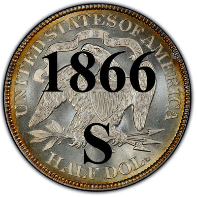 1866-S Seated Liberty Half Dollar , Type 4 