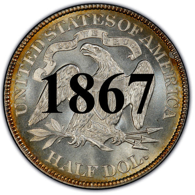 1867 Seated Liberty Half Dollar , Type 4 