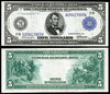 1914 $5 "Lincoln" Blue Seal Federal Reserve Note