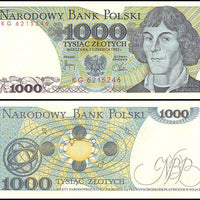 1982 Poland 1000 Zlotych "Copernicus" World Currency , Uncirculated