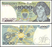 1982 Poland 1000 Zlotych "Copernicus" World Currency , Uncirculated
