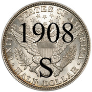 1908-S Barber Half Dollar