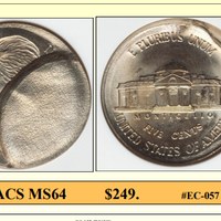 No Date Jefferson Nickel  Partial Collar Indent! ~ ANACS MS64 ~ #EC-057