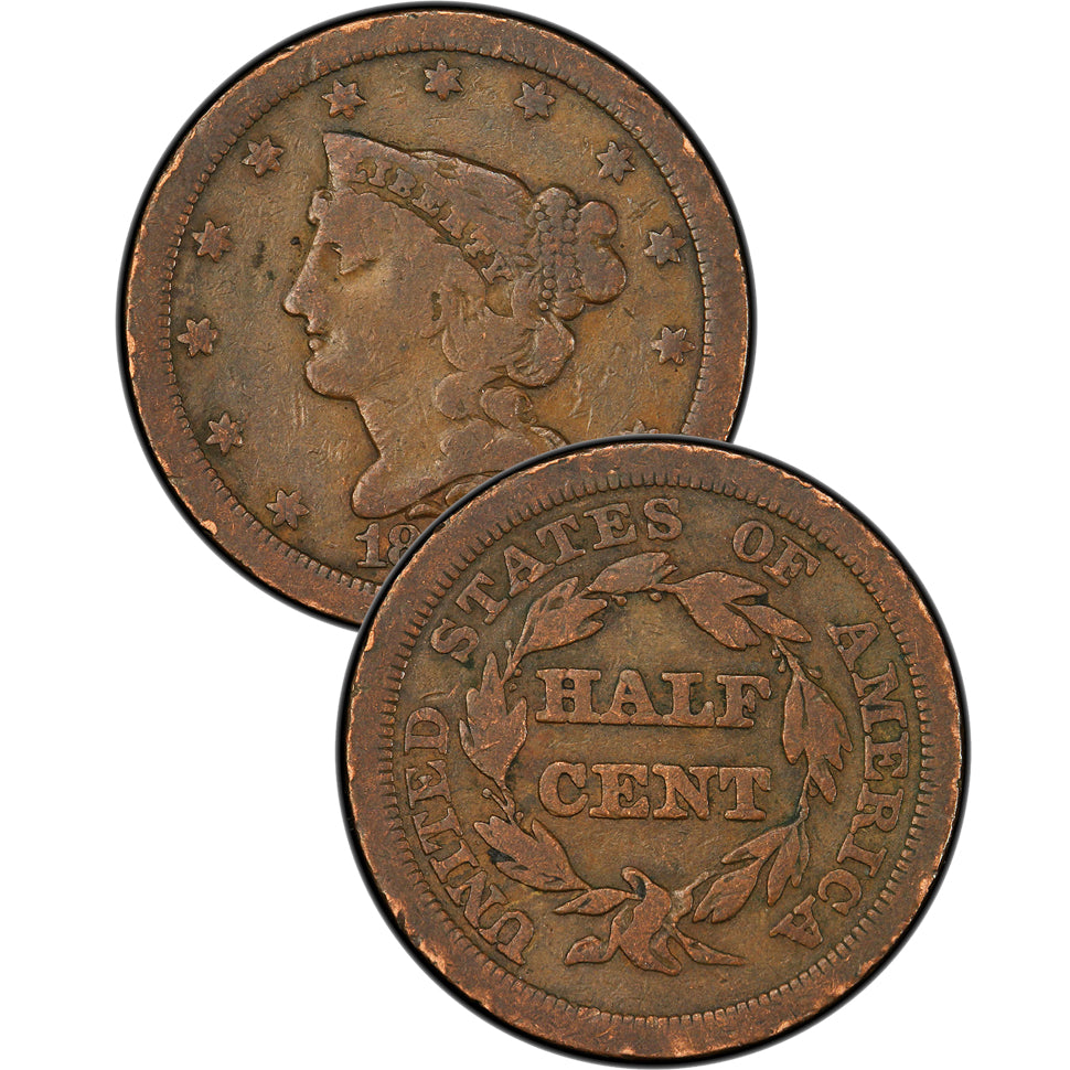 1851 Braided Hair Half Cent -- SCARCE HIGH GRADE COIN! - collectibles - by  owner - sale - craigslist