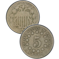 1867 Shield Nickel "No Rays on Reverse"