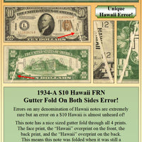 1934-A $10 Hawaii FRN Gutter Fold On Both Sides Currency Error ~ PMG VF30 ~ #PE-131
