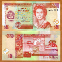 2016 Belize 5 Dollars “Eliz. II / Animals & Historic sites” World Currency, Uncirculated