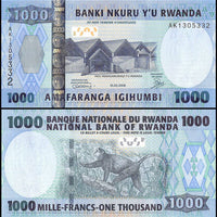 2008 Rwanda 1000 Francs “Monkey” World Currency, Uncirculated