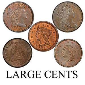 Four United States Braided Hair One Cent Coins