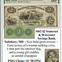 1862 $2 Somerset & Worcester Savings Bank, Salisbury, MD Obsolete Currency #100