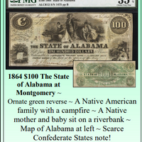 1864 $100 The State of Alabama at Montgomery Obsolete Currency #310