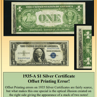 1935-A $1 Silver Certificate Offset Printing Currency Error #PE-272