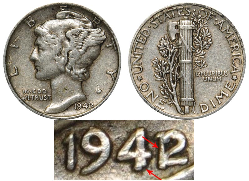 1942/41 Philadelphia Mint ~ RARE "OVER-DATE" Mercury Dime | Palm Island