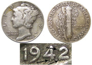 1942/41-D Denver Mint ~ RARE "OVER-DATE" Mercury Dime