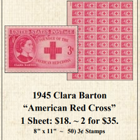1945 Clara Barton “American Red Cross” Stamp Sheet