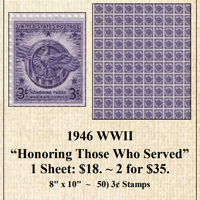 1946 WWII “Honoring Those Who Served” Stamp Sheet