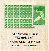 1947 National Parks “Everglades” Stamp Sheet