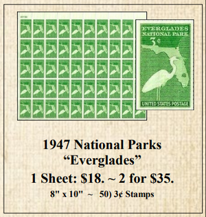 1947 National Parks “Everglades” Stamp Sheet