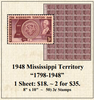1948 Mississippi Territory  “1798-1948” Stamp Sheet