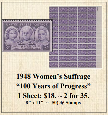 1948 Women’s Suffrage “100 Years of Progress” Stamp Sheet