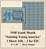 1948 Youth Month “Saluting Young America” Stamp Sheet