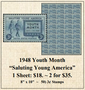 1948 Youth Month “Saluting Young America” Stamp Sheet