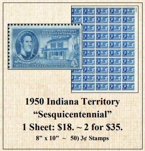 1950 Indiana Territory “Sesquicentennial” Stamp Sheet