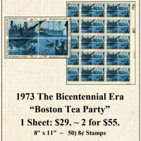1973 The Bicentennial Era “Boston Tea Party” Stamp Sheet
