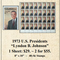 1973 U.S. Presidents “Lyndon B. Johnson” Stamp Sheet