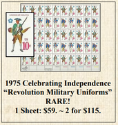1975 Celebrating Independence “Revolution Military Uniforms” Stamp Sheet