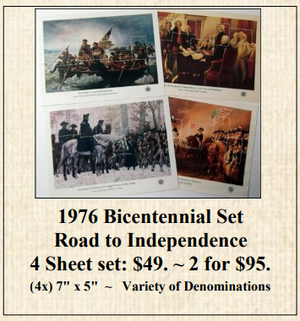 1976 Bicentennial Set Road to Independence Stamp Sheet