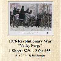 1976 Revolutionary War “Valley Forge” Stamp Sheet