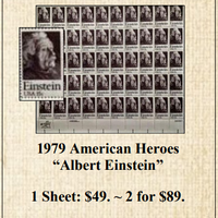1979 American Heroes “Albert Einstein” Stamp Sheet