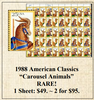 1988 American Classics “Carousel Animals” Stamp Sheet