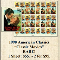 1990 American Classics “Classic Movies” Stamp Sheet