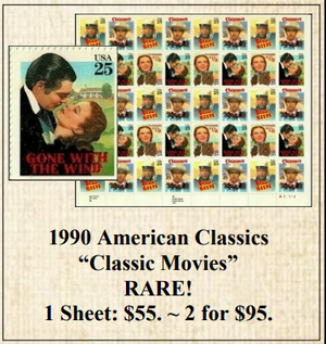 1990 American Classics “Classic Movies” Stamp Sheet
